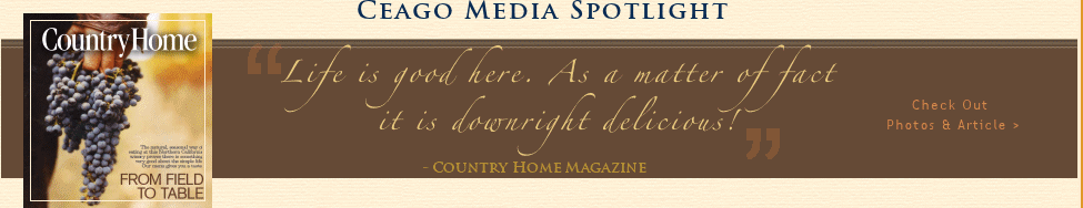 Country Home Magazine featuring Ceago Vinegarden Biodynamic farming and Biodynamic wines